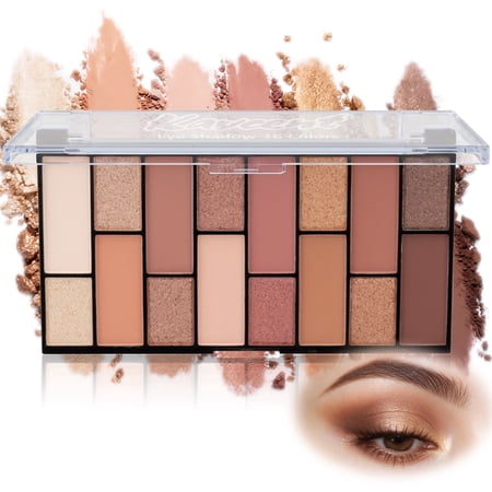 16-Color Eyeshadow Palette, Earth-Toned Matte Shimmer Glitter Pigment Eyeshadow, Eye Makeup for Women