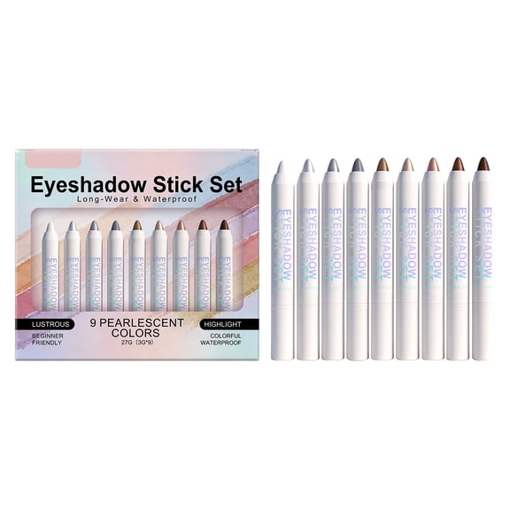 Eyeshadow Stick 9 Colors Set, Creamy Eyeshadow Stick for Easy Application, Long Lasting Waterproof Eye Makeup, Portable Makeup Stick for Beginners, Smudge Proof Eye Shadow