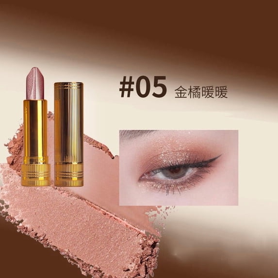 Eyeshadow Stick Dual Color Gold Diamond Pearl Waterproof Long Lasting Creamy Glide On Easy Application Travel Size 3.5g