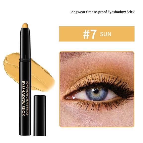 Eyeshadow Stick Makeup, Shimmer Glitter Sparkly Cream Eye Shadow Stick, Shimmer Cream Eye Shadow Stick Makeup for Women, Long-lasting Waterproof Matte Eye Highlighter Stick (#7, Sun)