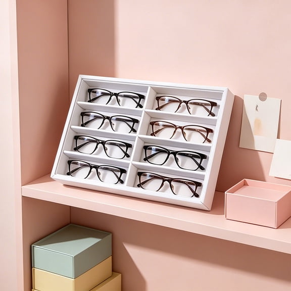 Eyewear Display Tray, 8 Slot Velvet Sunglasses Organizer Container With Sturdy Build, Glasses Storage Wrap Drawer Insert For Home, Optical Shop Counter Display