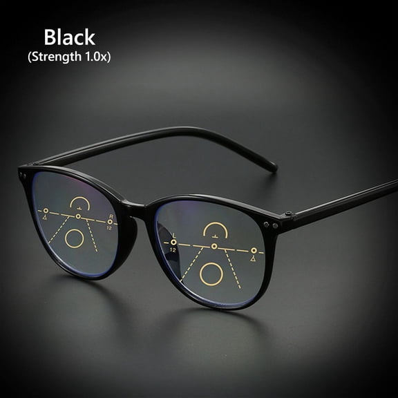 Eyewear Multifocal Readers with Spring Hinge Reading Glasses Progressive Multifocus Glasses for Women & Men Blue Light Blocking BLACK (STRENGTH 1.0X)