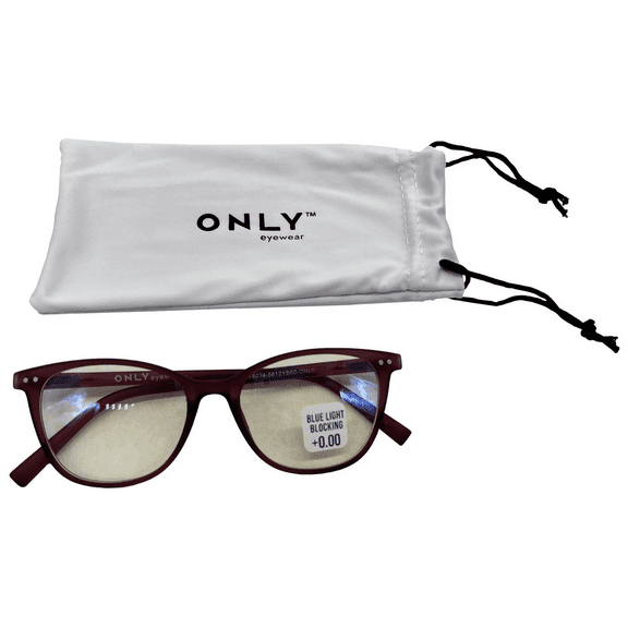 Eyewear The Performer Crystal Burgundy Frame Rubberized Blue Light Blocking Glasses with Microfiber Case, Durable Comfortable Screen Protection for Work, Gaming, Digital Use