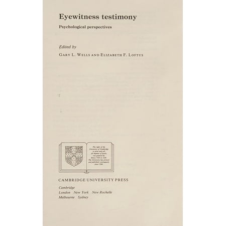 Pre-Owned Eyewitness Testimony : Psychological Perspectives (Hardcover) 9780521255646