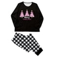 thumbnail image 1 of Eygvbb Christmas Pajamas Kids Matching Family Pajama Set Crew Neck Long Sleeve Top with Pink Christmas Tree Print Plaid Pants With Side Pockets Two Piece Sleep Outfit Soft Loungewear, 1 of 3