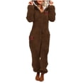 thumbnail image 1 of Eygvbb Christmas Pajamas Women Fuzzy Fleece Hooded Onesie Long Sleeve Zip‑Up Jumpsuit Christmas Tree Print Plush Loungewear Warm Cozy Sleepwear, 1 of 4
