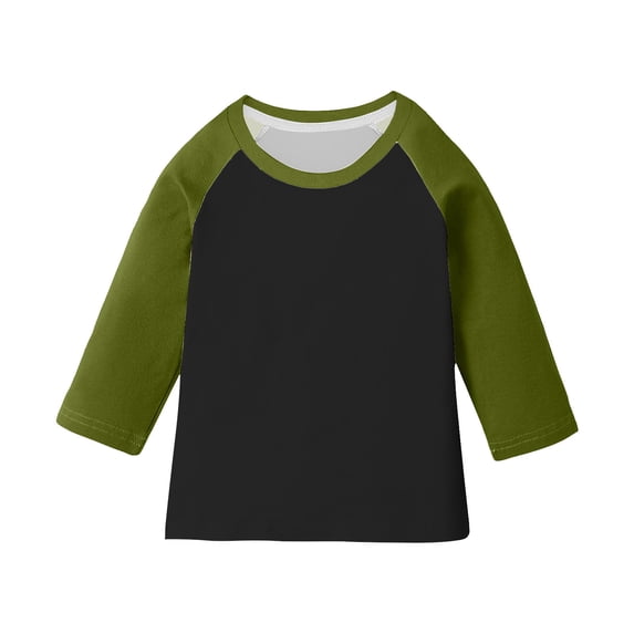 Eygvbb Girls Tops Kids Raglan 3/4 Sleeve Crew Neck T‑Shirt Casual Pullover Top Basic Daily Outfit Loose Fit Versatile Layering Tee for 3‑14 Years Old