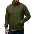 thumbnail image 1 of Eygvbb Men's Full Zip Jacket with Stand Collar Side Zipper Pockets Long Sleeve Casual Coat for Daily Commute Work and Outdoor Activities, 1 of 8