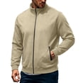 thumbnail image 1 of Eygvbb Men's Full Zip Jacket with Stand Collar Side Zipper Pockets Long Sleeve Casual Coat for Daily Commute Work and Outdoor Activities, 1 of 8