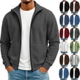 thumbnail image 1 of Eygvbb Men's Full Zip Up Sweatshirt Stand Collar Casual Jacket With Pockets Long Sleeve Fleece Lined Outerwear Fall Winter Athletic Wear Basic Top, 1 of 9