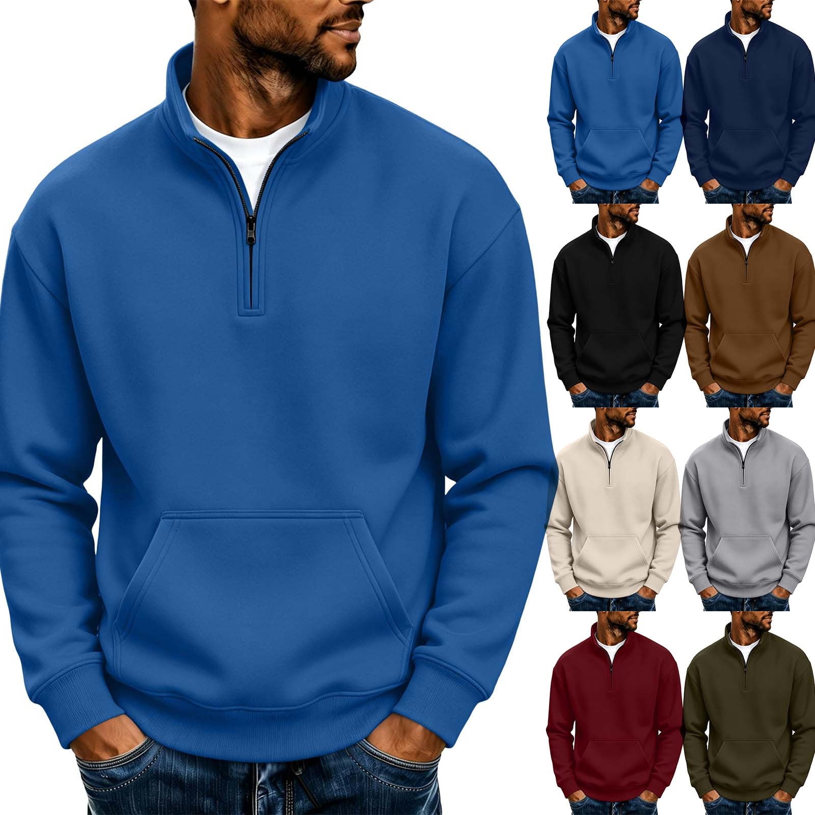 5162 Postcode Eygvbb Men's Half Zip Pullover Sweatshirt Stand Collar Long Sleeve ...