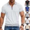 thumbnail image 1 of Eygvbb Men's Short Sleeve Casual Shirts Zip Up Collar Summer Tops Athletic Workout Gym Running Sports Tee Slim Fit Muscle Shirt Breathable Lightweight Top, 1 of 5