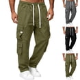 thumbnail image 1 of Eygvbb Men's Straight Leg Cargo Pants with Multiple Pockets Drawstring Elastic Waist for Daily Work Commuting Outdoor Activities Casual Wear, 1 of 6