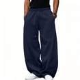 thumbnail image 1 of Eygvbb Men's Wide Leg Sweatpants with Side Pockets Elastic Drawstring Waist Loose Baggy Trousers for Home Daily Casual Wear, 1 of 6