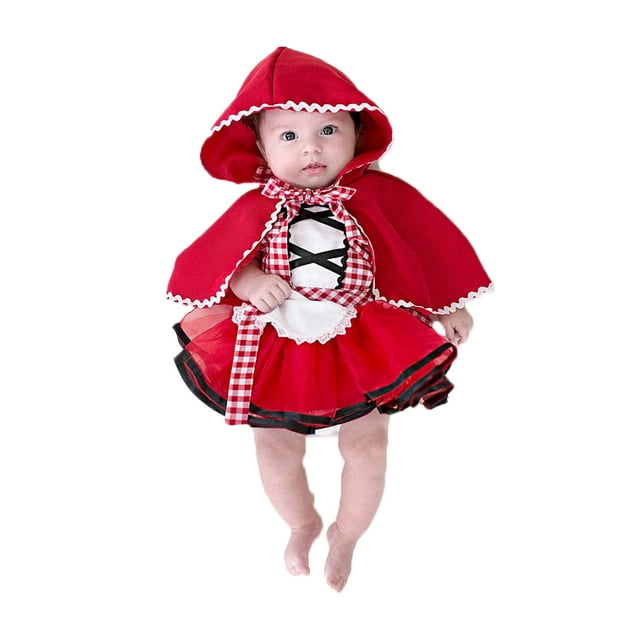 Eyicmarn Cosplay Little Red Riding Hood Garment for Babies with Cape