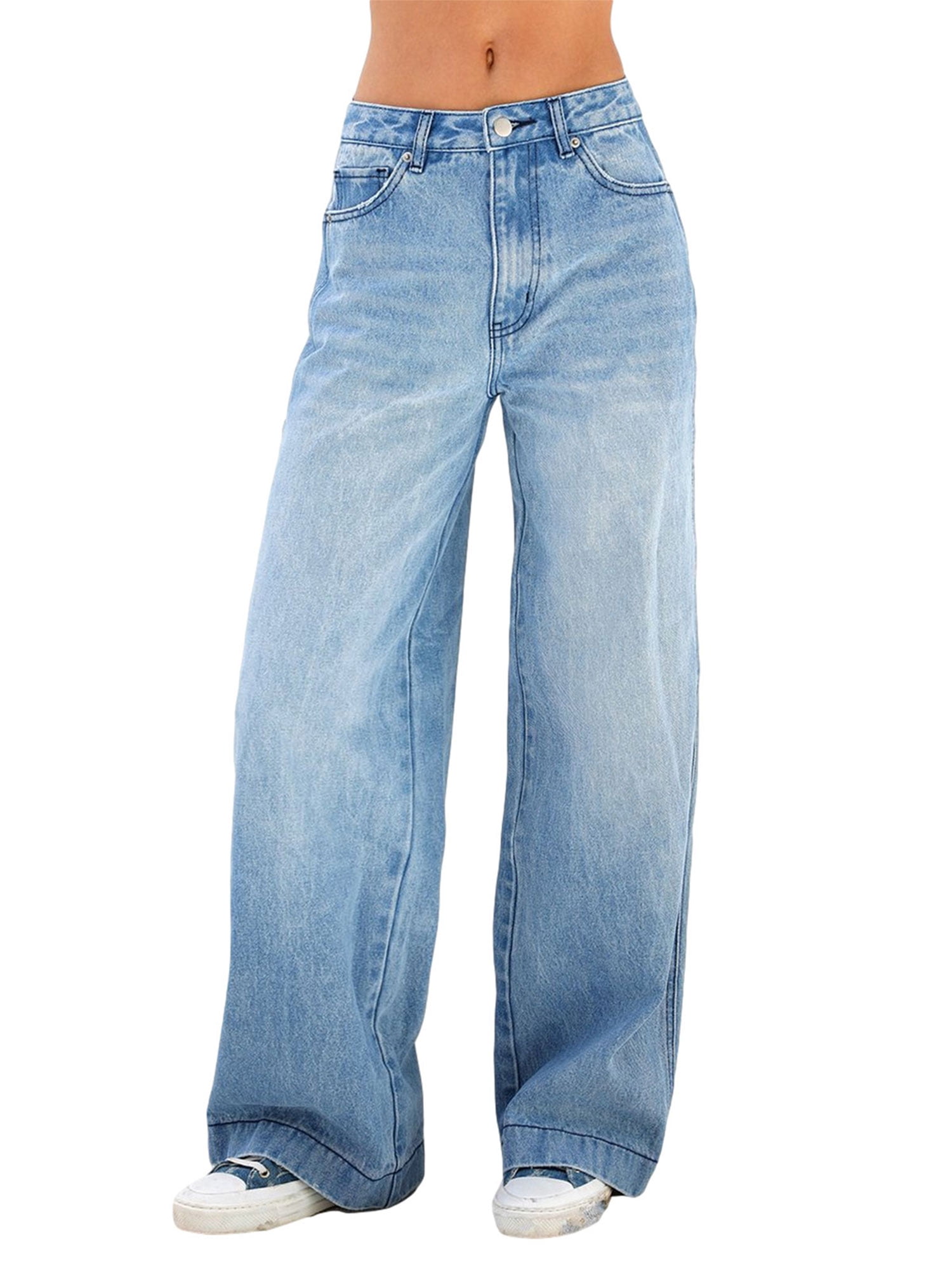 Eyicmarn High Waisted Wide Leg Jeans Pants For Women Walmart.com