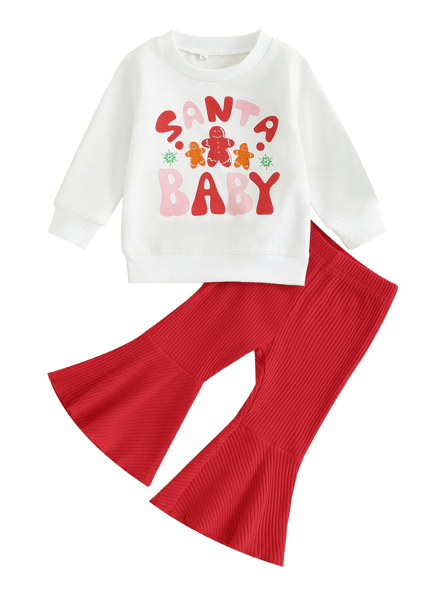 Eyicmarn Kid Girls Pants Set, Gingerbread Man Letters Print Sweatshirt