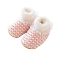 thumbnail image 1 of Eyicmarn Lovely Baby Girl Winter Sock Shoes Plaid Flats Warm Plush Walking Shoes, 1 of 5