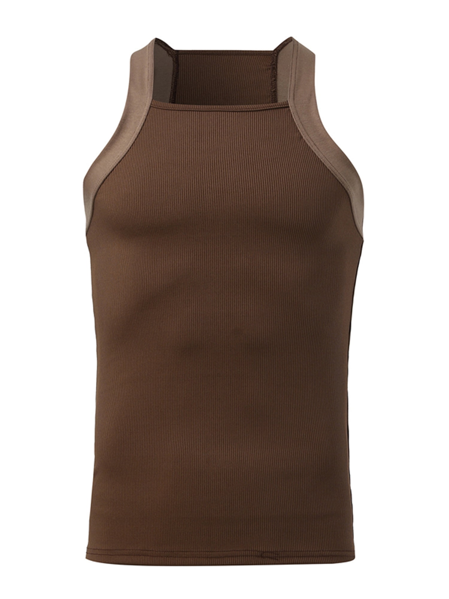 Eyicmarn Men's Fitted Tank Top Undershirts Solid Color Sleeveless