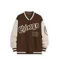 thumbnail image 1 of Eyicmarn Men's Spring Autumn Casual Coat Long Sleeve Letter Printed Button Up Contrast Color Baseball Jacket, 1 of 4