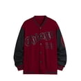 thumbnail image 1 of Eyicmarn Men's Spring Autumn Casual Coat Long Sleeve Letter Printed Button Up Contrast Color Baseball Jacket, 1 of 4