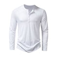 thumbnail image 1 of Eyicmarn Men’s T-shirt, Long Sleeve Henley Neck Button Closure Solid Fall Tops Streetwear for Casual Daily, 1 of 4