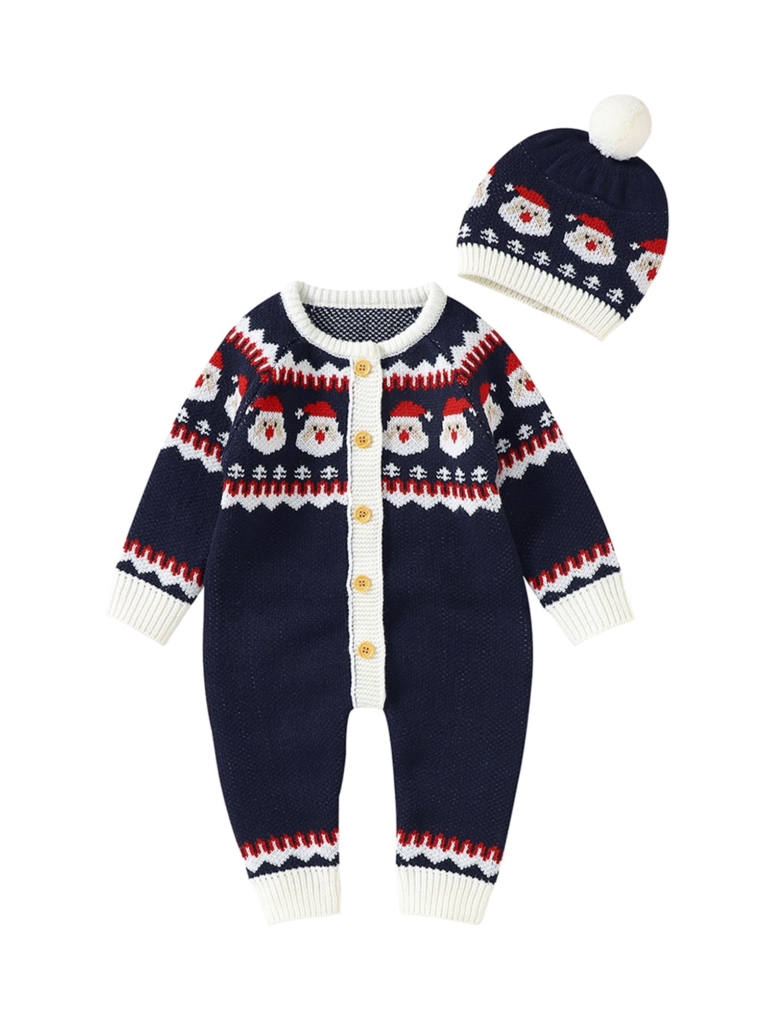 Eyicmarn Newborn Baby Christmas Sweater Romper Snowman Knitted Jumpsuit