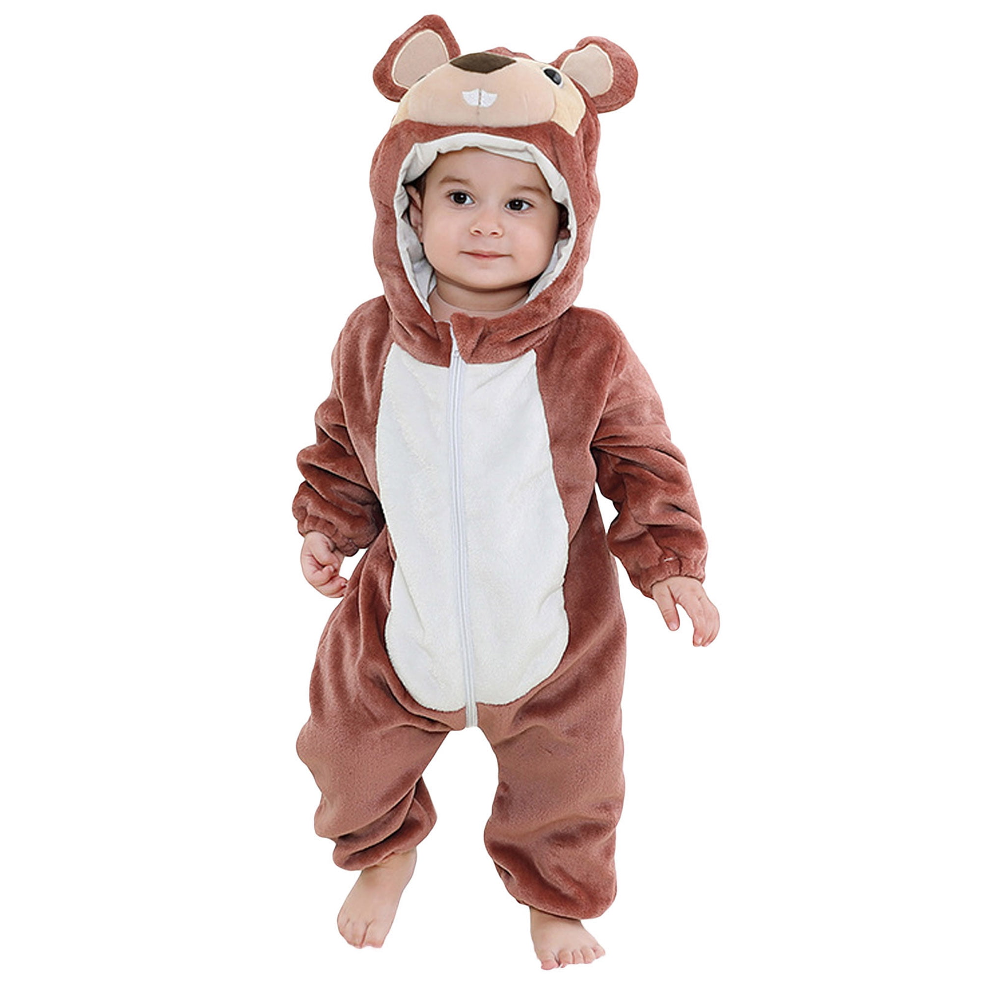 Winter and Autumn Arrival Baby Unisex Long Sleeves Animals Cartoon Pattern Hooded Rompers