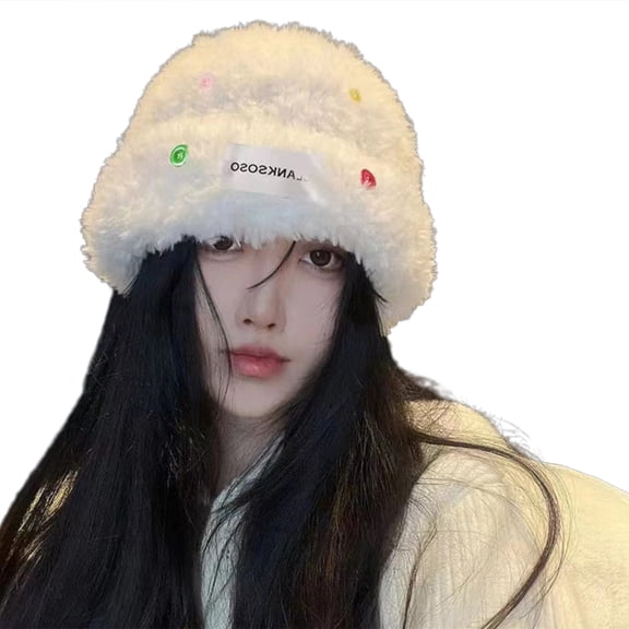 Eyicmarn Thickened Plush Cap: Women's Fashion Beanie with Cute Bear Ears
