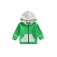 thumbnail image 1 of Eyicmarn Toddler Girl Boy Casual Hooded Jacket, Contrast Color Long Sleeve Zipper Closure Coat with Front Pockets, 1 of 8