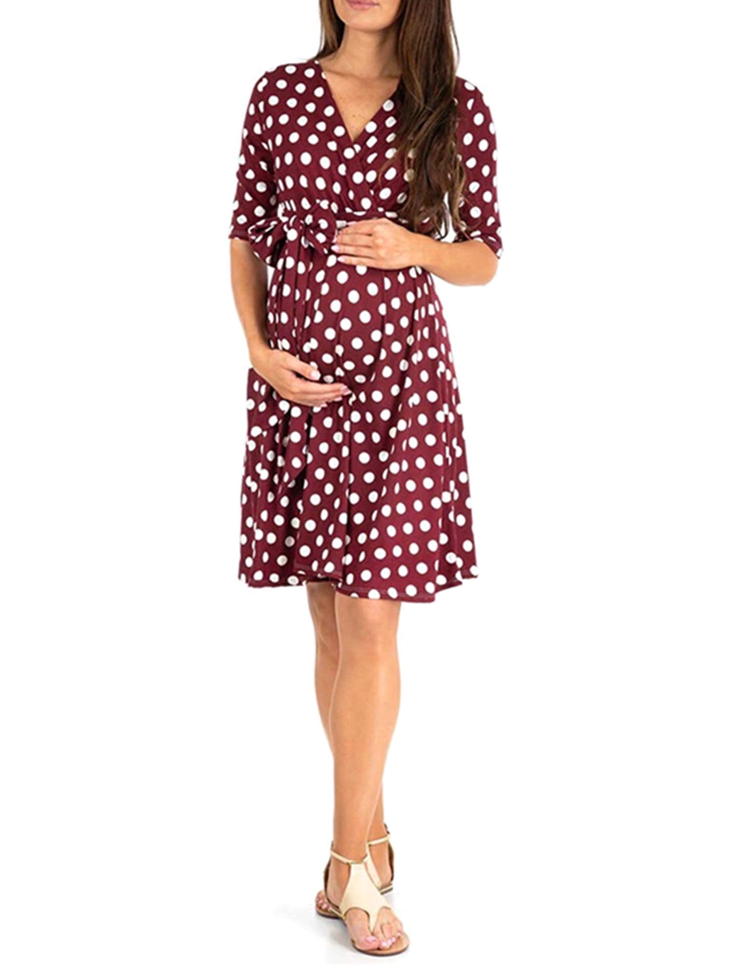 SZ Magic Women's Boho Floral Print V-Neck Midi Dress - Half Sleeve, Button Detail, Casual Long Dress - View #3