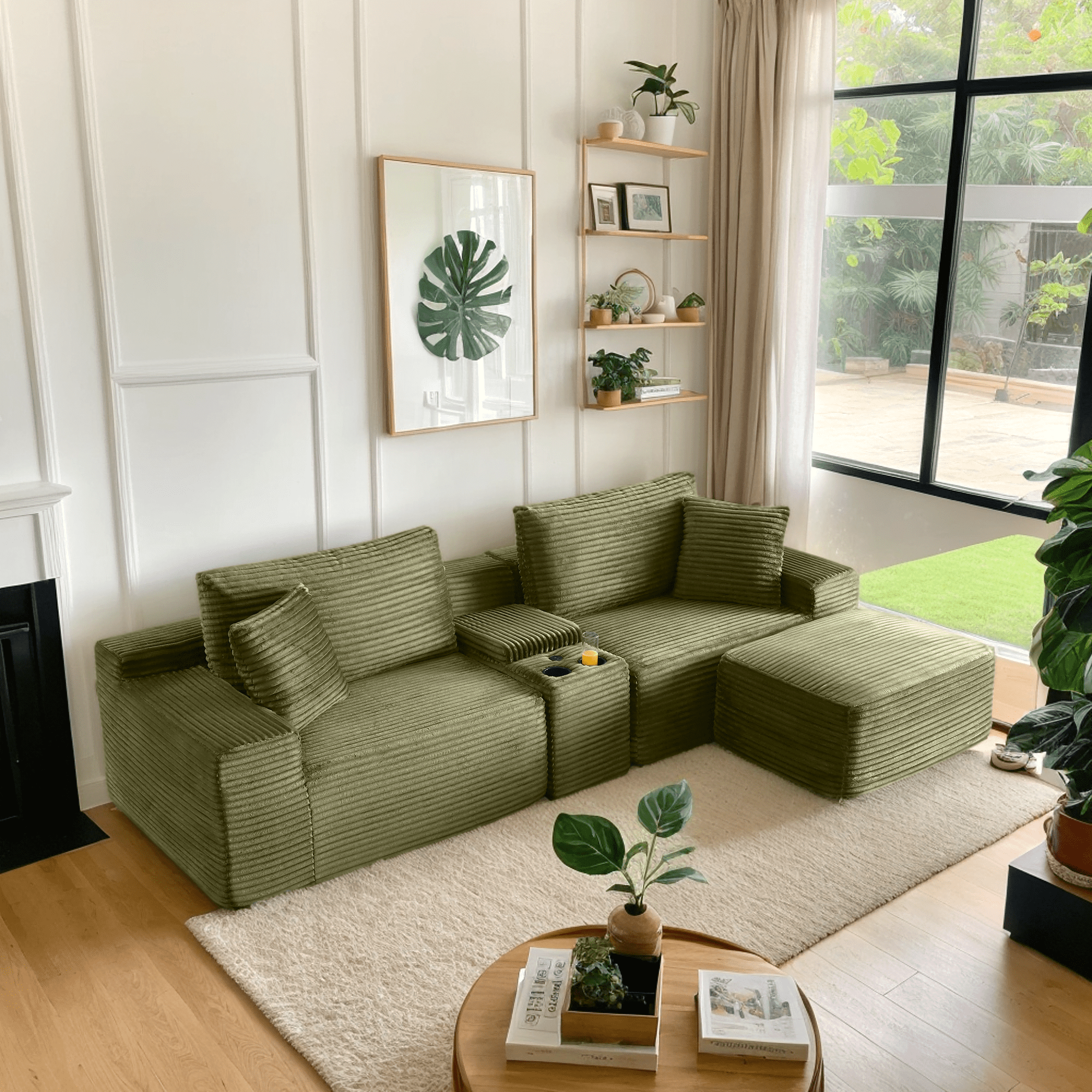 Eyisean 111" Comfy Modular Sectional Sofa Cloud Couch with Cup Holder ...