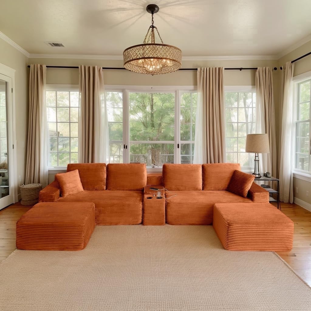 Eyisean 125" Oversized Comfy Modular Sectional Sofa Cloud Couch with ...