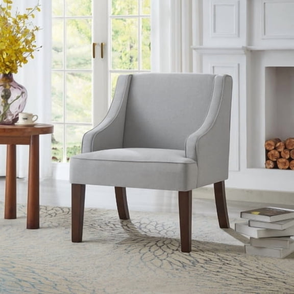 Eyisean 19" Comfy Linen Modern Accent Chair, Mid-Century Arm Chair with Solid Wood Legs, Single Seat Sofa Chair with High-Resiliency Cushioning, Lounge Reading Chair for Living Room, Bedroom