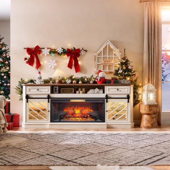Eyisean 42" Electric Fireplace Insert with Removable Trim Kit, 1500W Fireplace Heater with Adjustable Thermostat & Flame Brightness, Home Decor Heater with Remote Control, Fire Crackling Sound