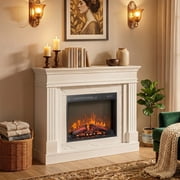 Eyisean 44" Electric Fireplace with Mantel , Freestanding Electric Fireplace with Adjustable Led Flame, 23" Replaceable Fireplace Insert Heater, 1400W Wooden Surround Firebox for Living Room