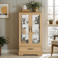 thumbnail image 1 of Eyisean 47" H Lighted Display Cabinet, Curio Display Showcase with Tempered Glass Doors, 3-Tier Adjustable Shelves and Acrylic Mirror Back, for Living Room/Apartment, 1 of 11