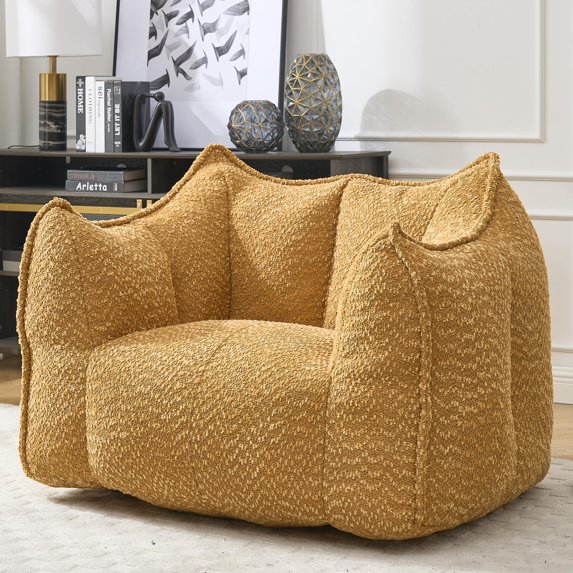 Eyisean 47" W Chenille Bean Bag Chair with Armrest, Boneless Couch with Highly Resilient Foam Stuffed, Comfy Large Bean Bag Sofa for Apartment, Living Room, No Assembly Required