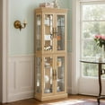 thumbnail image 1 of Eyisean 71" Lighted Curio Cabinet, Glass Display Cage with 6 Adjustable Shelves, Tempered Glass Doors, Light Bulb Included, Wine Bar Cabinet for Living Room Liquor Storage, 1 of 12