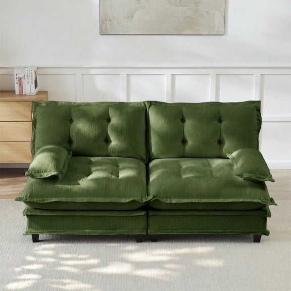Eyisean 77" Oversized Modular Sectional Sofa, Modern Deep Seat Loveseat Sofa with Lattice Decorated Seat Cushion, 2-Seater Comfy Chenille Cloud Couches for Living Room, Bedroom, Office, Apartment
