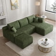 thumbnail image 1 of Eyisean 94" U-Shaped Cloud Sectional Couch, Corduroy Boneless Couch with Deep Seat, Comfy Modular Sectional Sofa with Chaise & Ottoman, Comfy Fluffy Couches for Living Room, No Assembly Required, 1 of 15