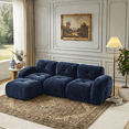 thumbnail image 1 of Eyisean 110'' Velvet Modern Modular Sectional Couch with Ottoman, 3-Seater L Shape Tufted Boneless Couches with Anti-Slip Design, No Assembly Required, Deep Seat Cloud Floor Sofa for Living Room, 1 of 21