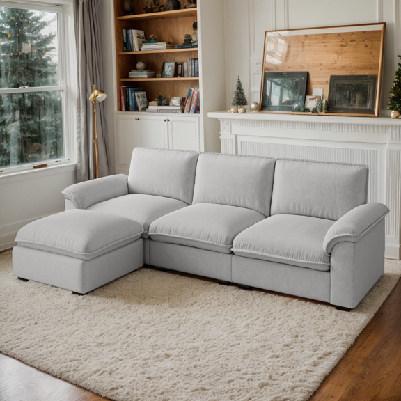 Eyisean Oversized Modular Sectional Sofa, Modern Cloud Couch Deep Seat Sofa, Comfy Sectional Couches for Living Room