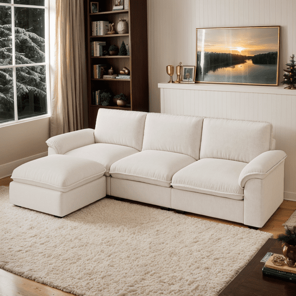 Eyisean Oversized Modular Sectional Sofa, Modern Cloud Couch Deep Seat Sofa, Comfy Sectional Couches for Living Room