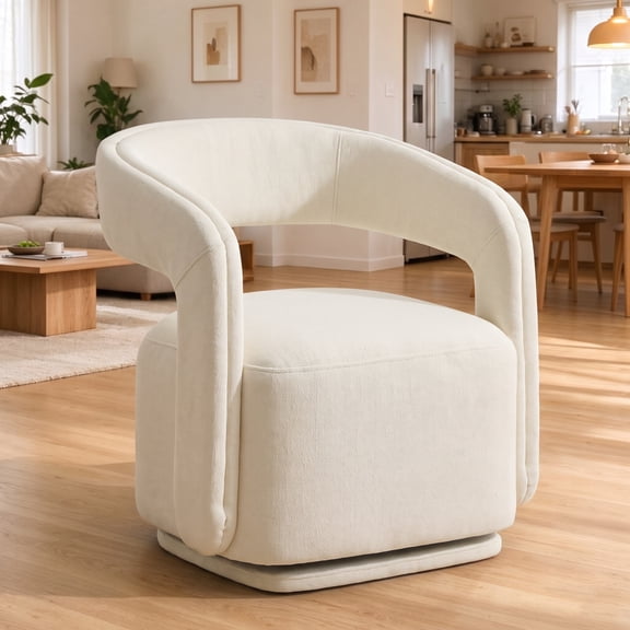 Eyisean Swivel Accent Armchair with 22" Large Seat Depth and Width, Comfy Chenille Fabric Chair with Ergonomic Design, 360° Rotation, Easy Assembly, Modern Barrel Chair for Living Room, Bedroom