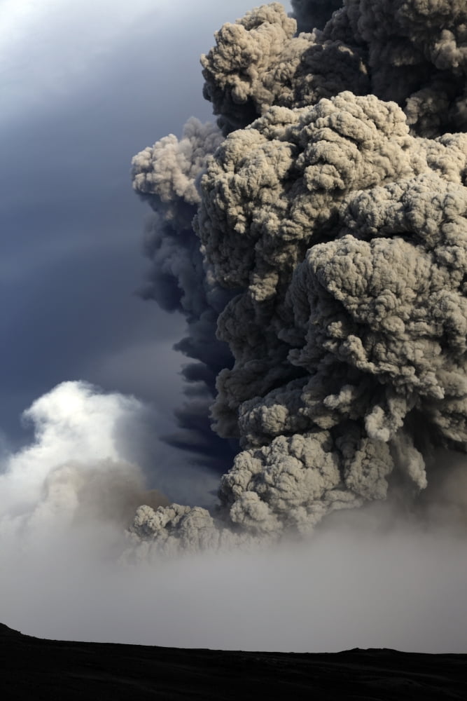 Eyjafjallajokull eruption Iceland Canvas Art - Martin RietzeStocktrek Images (23 x 34)