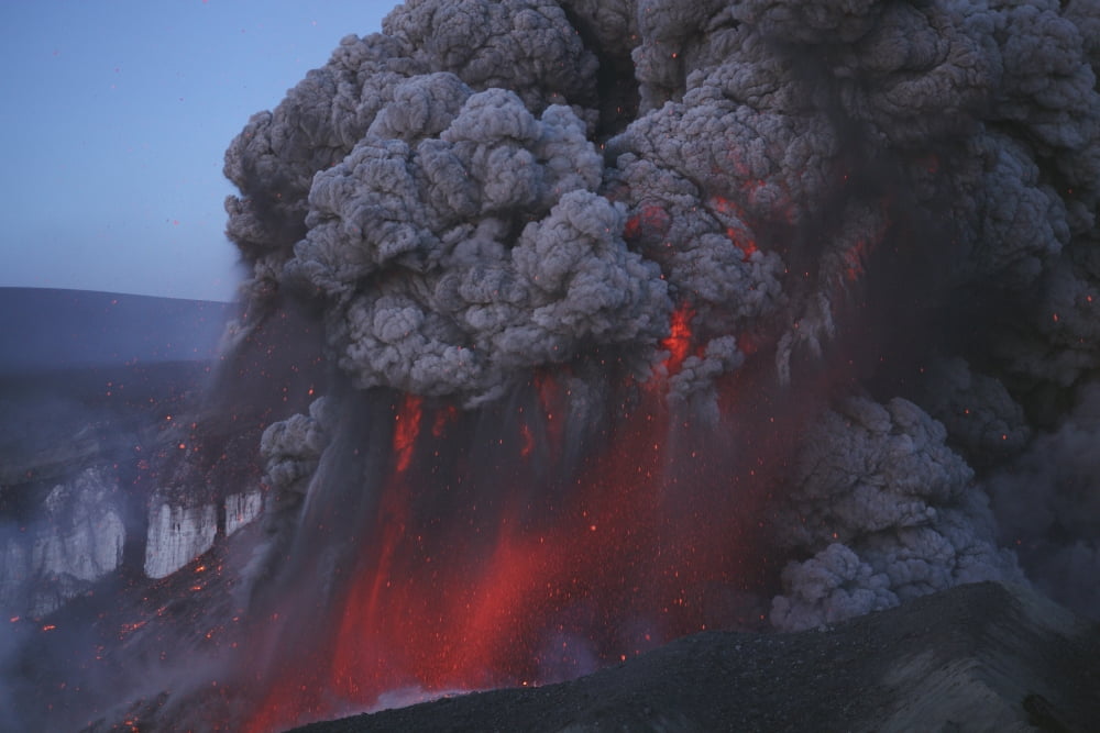 Eyjafjallajokull eruption Summit crater Iceland Canvas Art - Martin RietzeStocktrek Images (34 x 23)