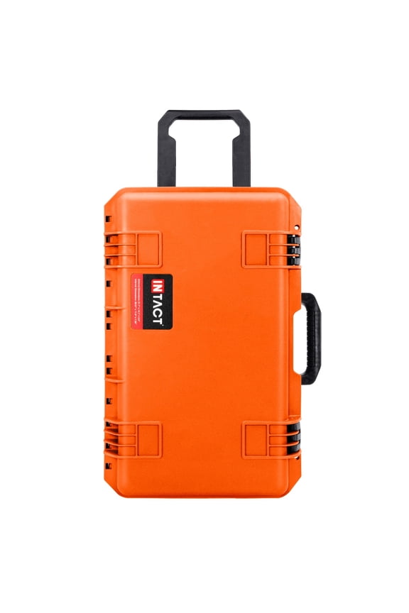 22 Inch Intact Premium Series Hard Rolling Carry-On Travel Case, Lightweight and Durable Design with Foam (Orange)