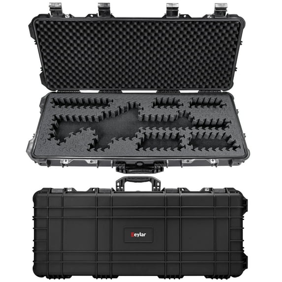 Eylar 38" Hard Rifle Case Equipped With Ragar Reconfigurable & Reusable XP Crosslinked Foam Insert, Waterproof, Shockproof, Meets TSA Requirements ( 1 Ragar Layer )