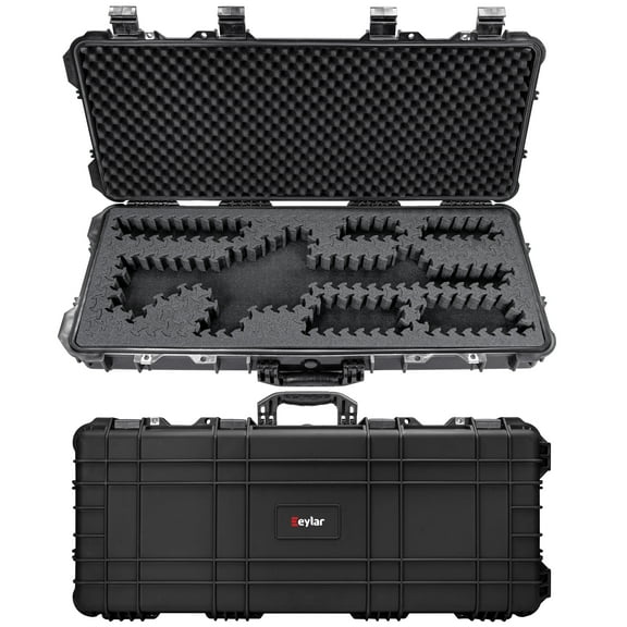 Eylar 38" Hard Rifle Case Equipped With Ragar Reconfigurable & Reusable XP Crosslinked Foam Insert, Waterproof, Shockproof, Meets TSA Requirements ( 1 Ragar Layer )
